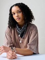 Aela Statement Multirow Bandana Black Necklace - Image 3 of 3