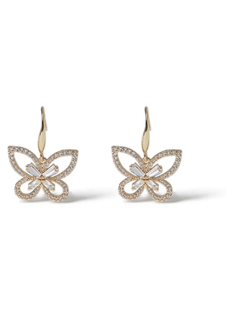 Aela Gold Tone Sparkling Butterfly Fishhook Earrings - Image 2 of 3