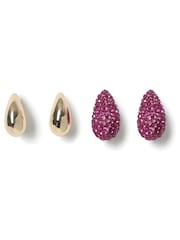 Aela Pink Rhinestone Teardrop Stud Earrings - Image 1 of 2