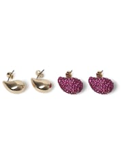 Aela Pink Rhinestone Teardrop Stud Earrings - Image 2 of 2