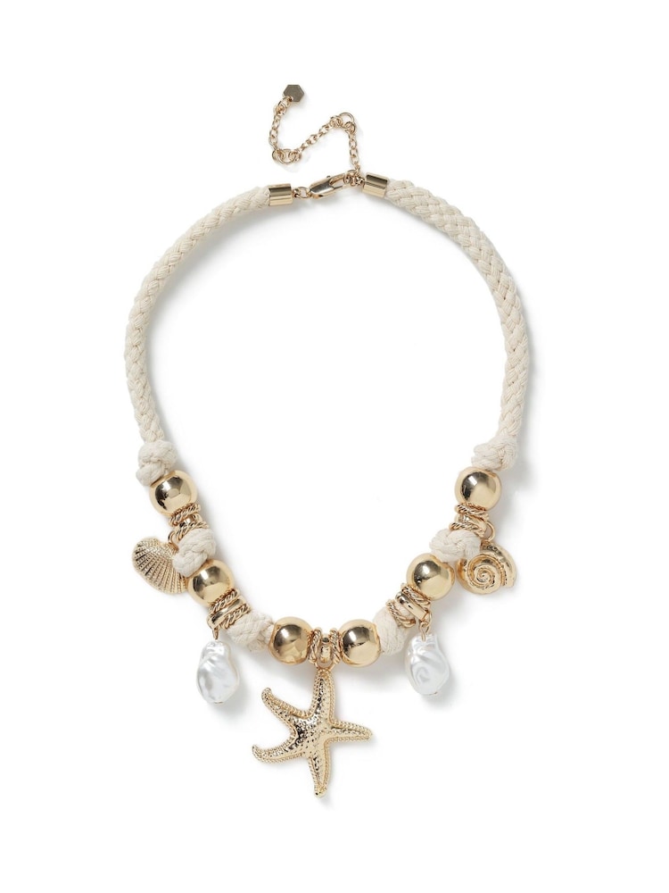 Aela Gold Tone Shell Rope Collar Necklace - Image 1 of 4