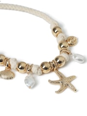Aela Gold Tone Shell Rope Collar Necklace - Image 2 of 4
