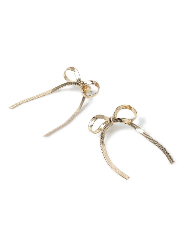 Aela Gold Tone Bow Stud Earrings - Image 2 of 2