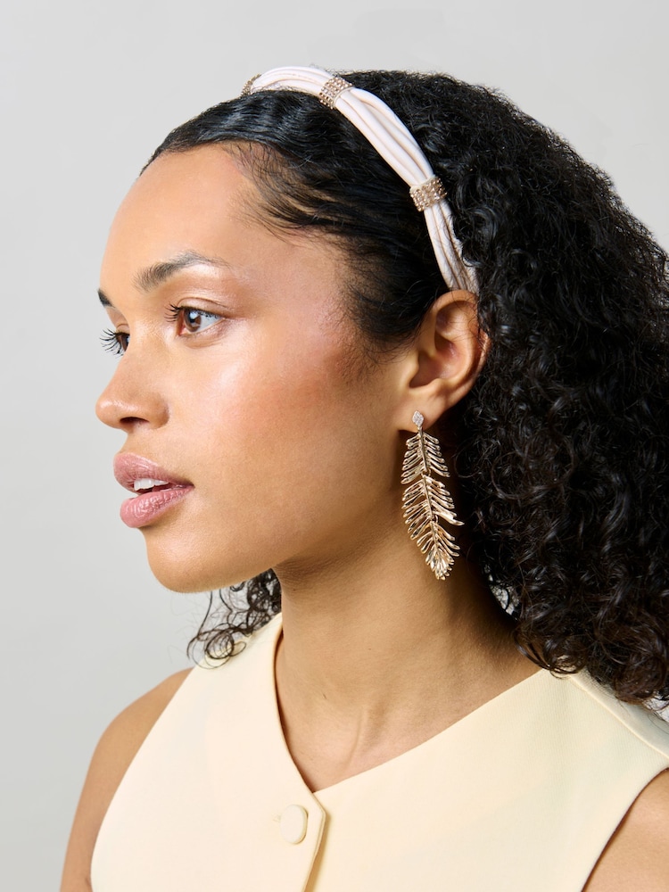 Aela Cream Skinny Rhinestone Alice Hair Band - Image 3 of 3