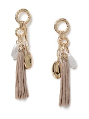 Aela Gold Tone Tassel And Pearl Effect Drop Earrings - Image 1 of 3