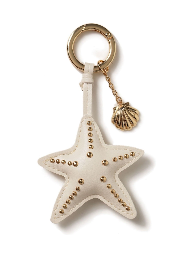 Aela Cream Studded Starfish Bag Charm - Bild 1 von 3