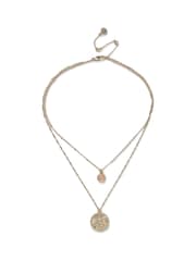 Aela Gold Tone Real Stone And Coin Multirow Necklace - Image 1 of 2