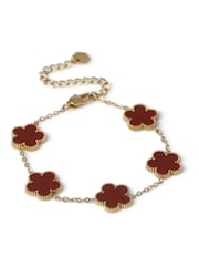 Aela Red Stainless Steel Burgundy Flower Bracelet - Image 1 of 2