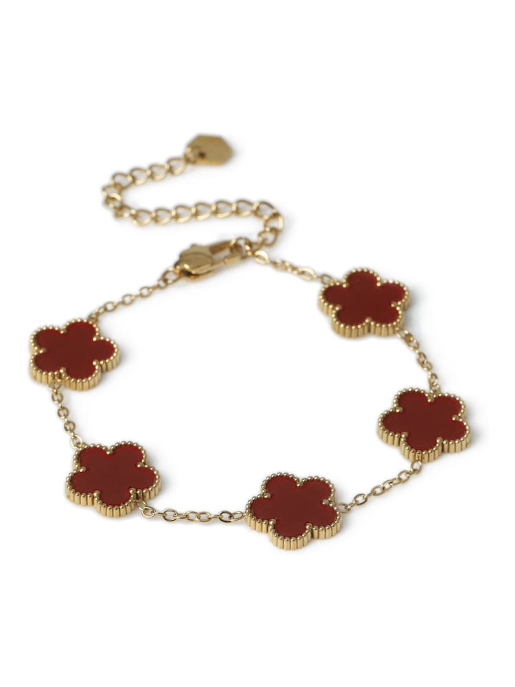 Aela Red Stainless Steel Burgundy Flower Bracelet - Image 1 of 2 Aela Red Stainless Steel Burgundy Flower Bracelet - Image 1 of 2