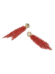 Aela Red Beaded Cluster Drop Earrings - Image 2 of 3