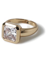 Aela Gold Tone Diamond Simulant Chunky Square Ring - Image 2 of 2