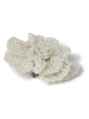 Aela Pearl Effect Flower White Hair Clip and Brooch - Image 2 of 5