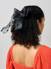 Aela Organza Black Polka Dot Hair Bow - Image 2 of 2