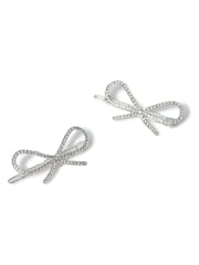 Aela Silver Tone Sparkling Bow Hair Clips Multipack - Image 1 of 2