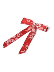 Aela Red Paisley Print Skinny Bow - Image 2 of 4