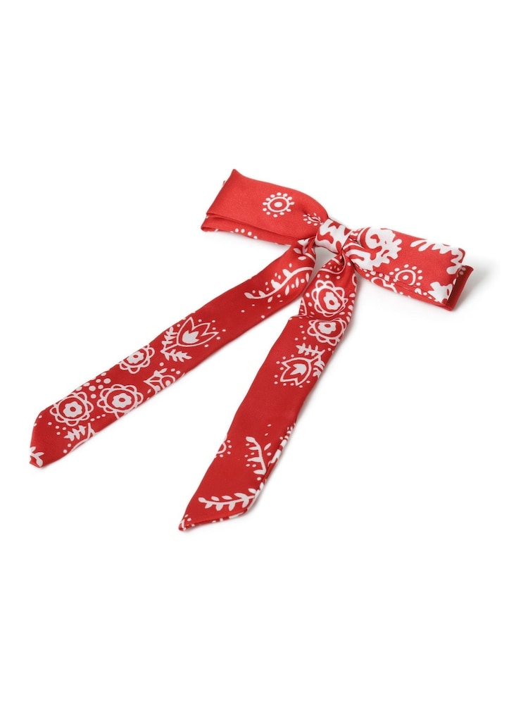 Aela Red Paisley Print Skinny Bow - Image 2 of 4