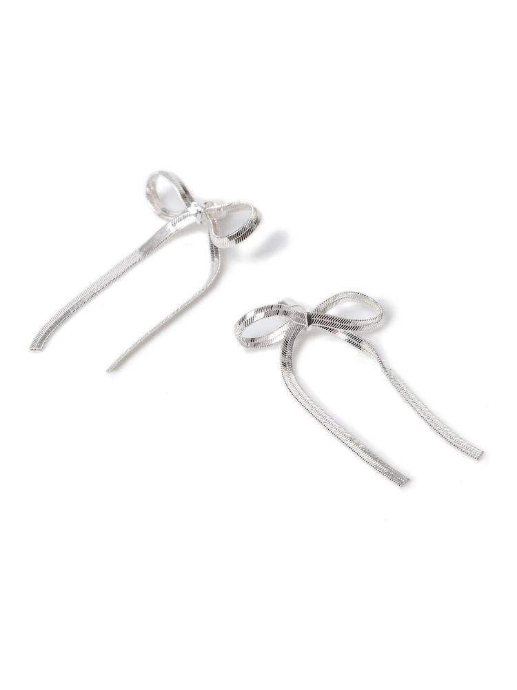 Aela Silver Tone Bow Stud Earrings - Image 2 of 2