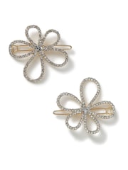 Aela Silver Tone Crystal Flower Hair Slides Multipack - Bild 1 von 1
