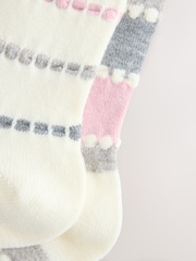 Pink/Grey Stripe Tuckstitch Ankle Socks 2 Pack - Image 4 of 5