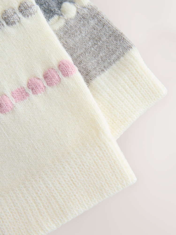 Pink/Grey Stripe Tuckstitch Ankle Socks 2 Pack - Image 5 of 5