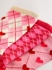 Pink/Red Argyle Ankle Socks 3 Pack - Image 5 of 6