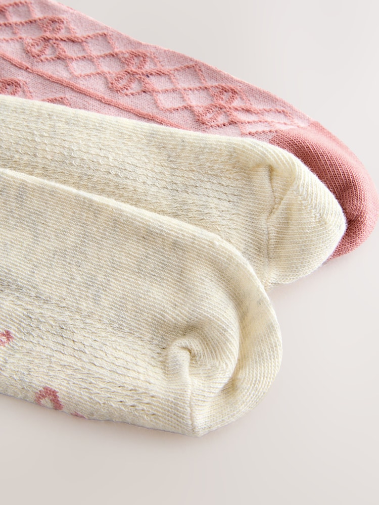Pink Bows Ankle Socks 3 Pack - Image 6 of 6