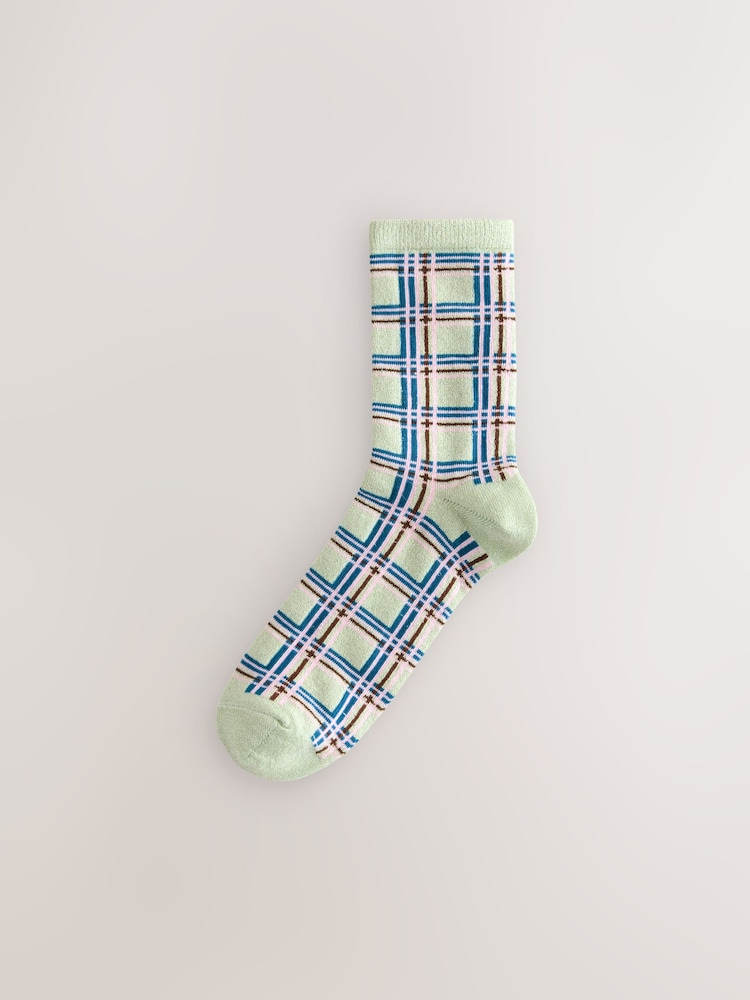 Sparkle Pastel Check Ankle Socks 3 Pack - Image 2 of 6