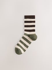 Rust/Neutral Stripe Ankle Socks 3 Pack - Image 2 of 6