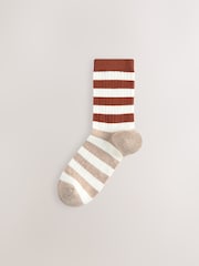 Rust/Neutral Stripe Ankle Socks 3 Pack - Image 4 of 6