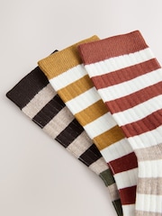 Rust/Neutral Stripe Ankle Socks 3 Pack - Image 5 of 6
