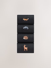 Autumn Animals Embroidered Motif Ankle Socks 4 Pack - Image 2 of 8