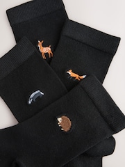 Autumn Animals Embroidered Motif Ankle Socks 4 Pack - Image 7 of 8