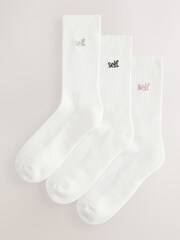 self. Cream/Pink/Choc Cushion Sole Lounge Ankle Socks 3 Pack - Image 1 of 7