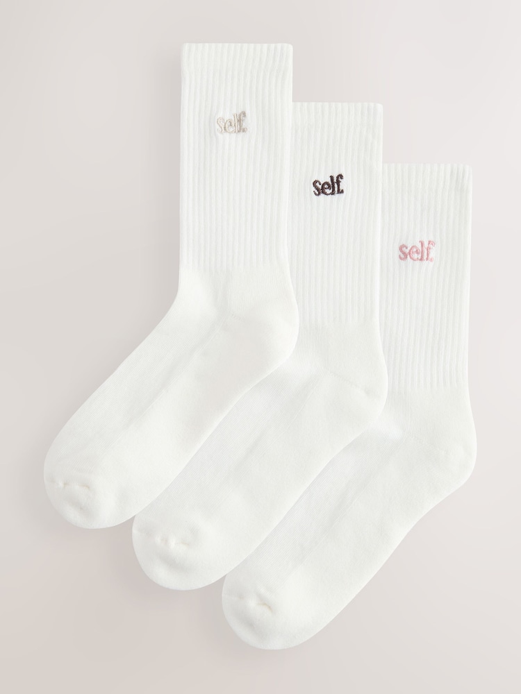 self. Cream/Pink/Choc Cushion Sole Lounge Ankle Socks 3 Pack - Image 1 of 7