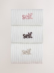 self. Cream/Pink/Choc Cushion Sole Lounge Ankle Socks 3 Pack - Image 2 of 7