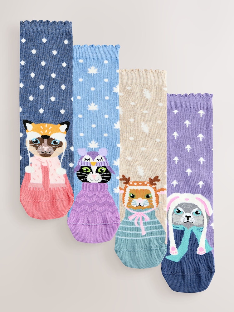 Winter Cats - Pacote 4 de meias de tornozelo - Imagem 1 de 7