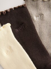 Neutral/cream/Chocolate - Pacote de meias bordadas com debrum de alface 3 - Imagem 7 de 7