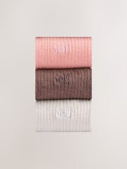 self. Choc/Neutral/Pink Cushion Sole Lounge Ankle Socks 3 Pack - Image 2 of 7