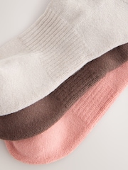 self. Choc/Neutral/Pink Cushion Sole Lounge Ankle Socks 3 Pack - Image 7 of 7