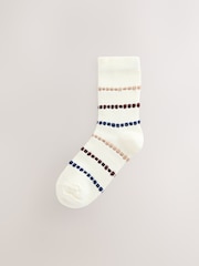 Berry/Navy Stripe Tuckstitch Ankle Socks 2 Pack - Image 3 of 5