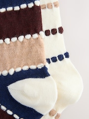 Berry/Navy Stripe Tuckstitch Ankle Socks 2 Pack - Image 4 of 5