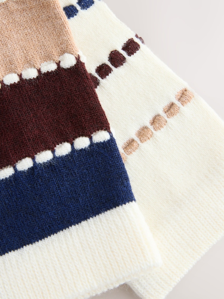 Berry/Navy Stripe Tuckstitch Ankle Socks 2 Pack - Image 5 of 5