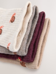 Autumn Animals Ditsy Ankle Socks 4 Pack - Image 7 of 7