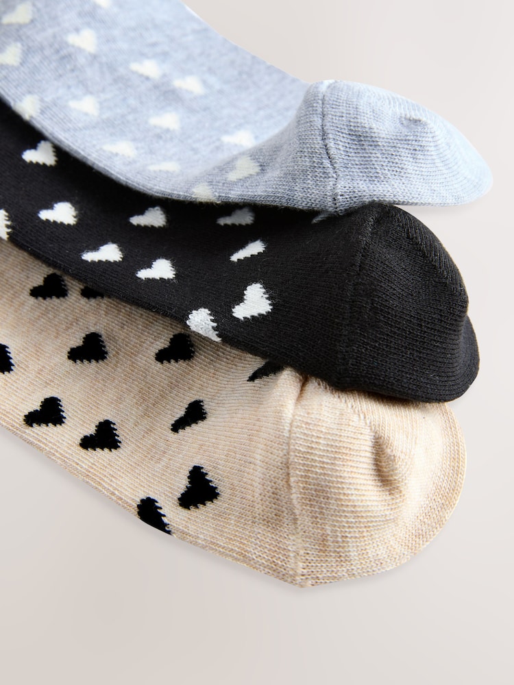 Black/White Hearts Hearts Ankle Socks 3 Pack - Image 6 of 6 Black/White Hearts Hearts Ankle Socks 3 Pack - Image 6 of 6