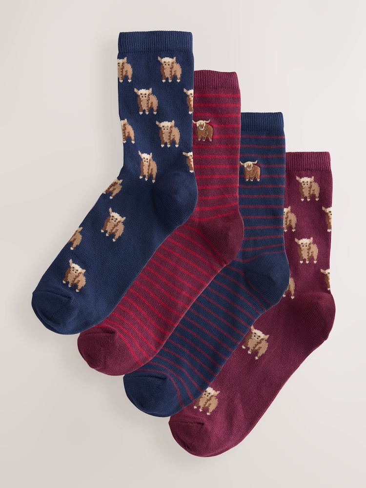 Berry Hamish the Highland Cow - Pacote 4 de meias de tornozelo - Imagem 1 de 7