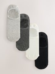 Black/White Invisible Socks 4 Pack - Image 1 of 7