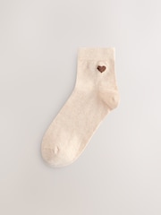 Neutral Fluffy Hearts - Fluffy Hearts Print Cropped Ankle Socks 3 Pack - Bild 2 von 6