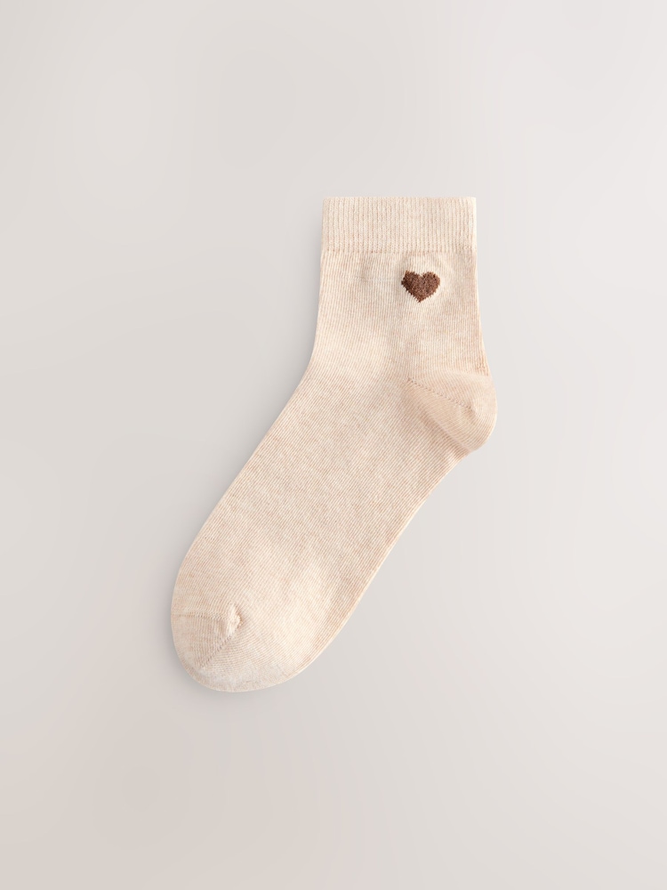 Neutral Fluffy Hearts - Fluffy Hearts Print Cropped Ankle Socks 3 Pack - Bild 2 von 6