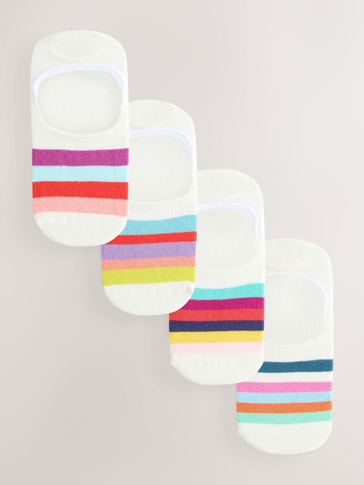 Bright Stripe Invisible Socks 4 Pack - Image 1 of 7