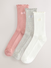 Pink/cream/grey - Pacote de meias bordadas com debrum de alface 3 - Imagem 1 de 6